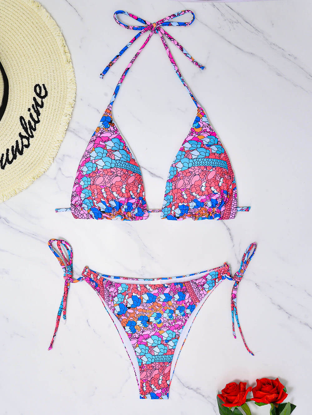 Burq | Bedrukte bikini met vetersluiting