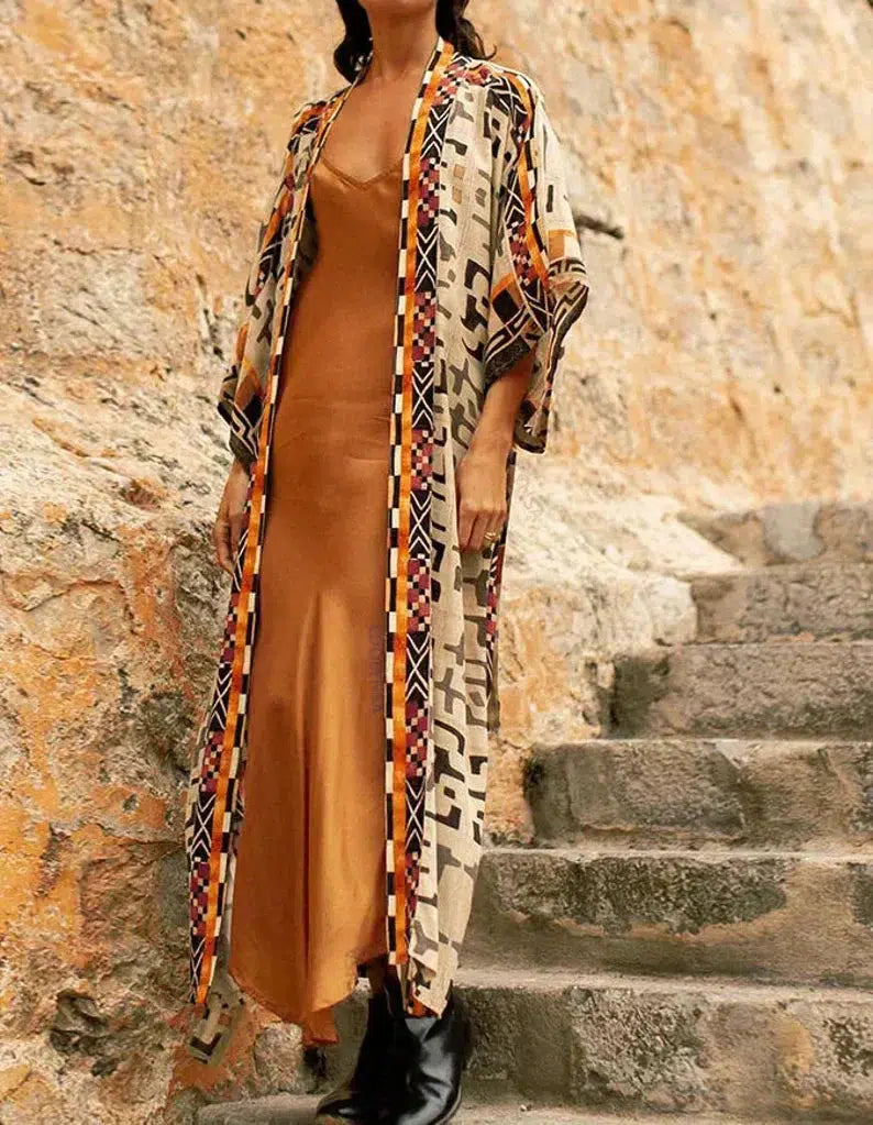 Burq | - Bedrukte boho strand kimono