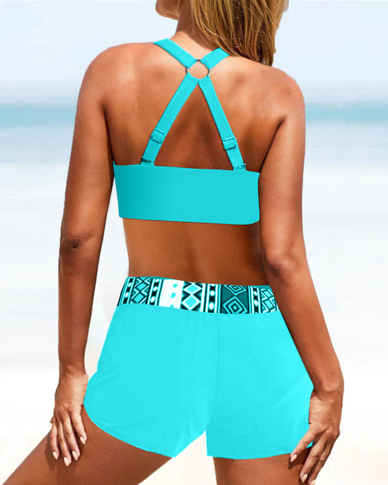 Burq | - Bikini met hoge taille en geometrisch patroon