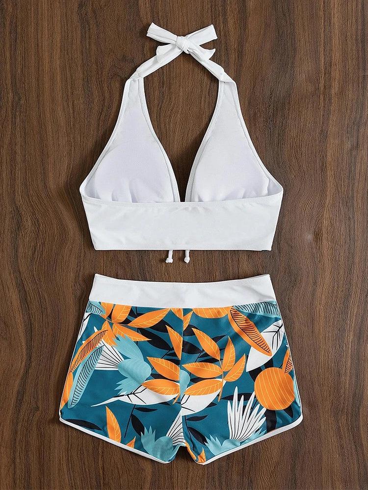 Burq | Bikiniset met hoge taille en halternek en print