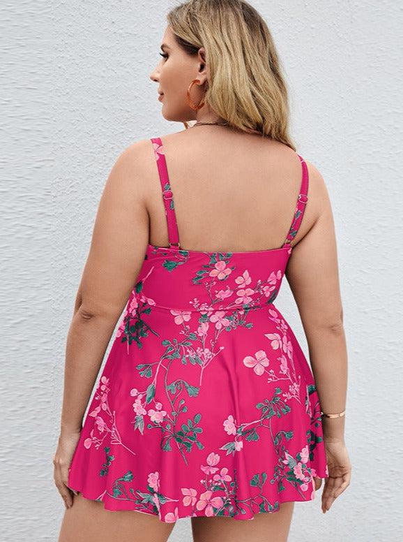 Burq | Curvy Rose - Rode, bedrukte patchwork tops met spaghettibandjes