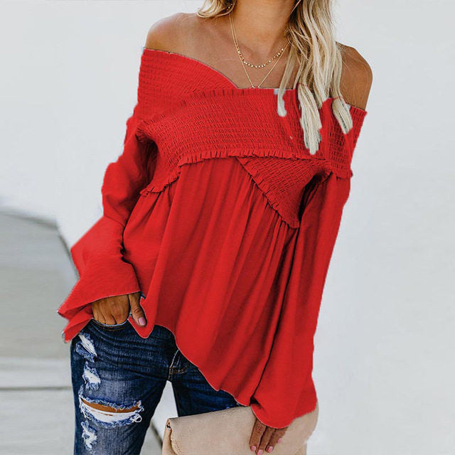 Burq | Dames sexy off-shoulder shirts met onregelmatige zoomblouse