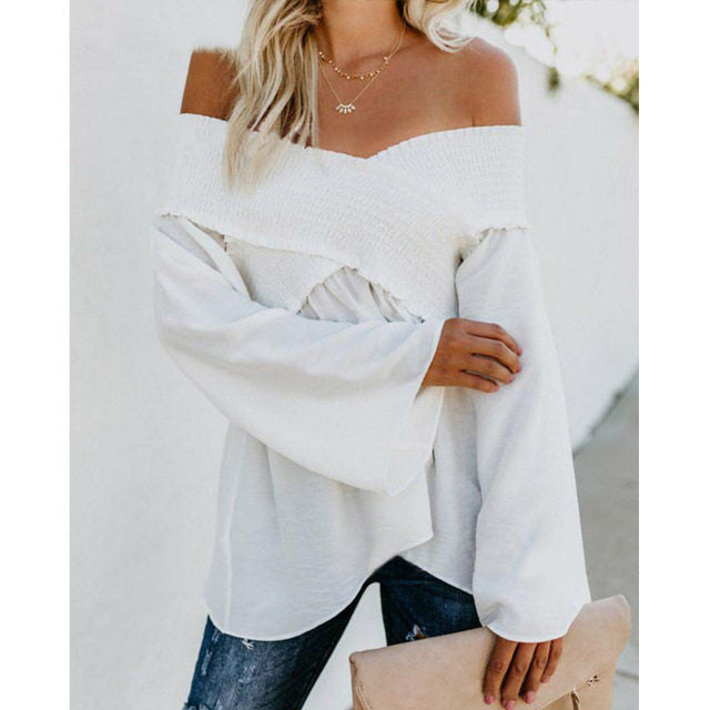 Burq | Dames sexy off-shoulder shirts met onregelmatige zoomblouse