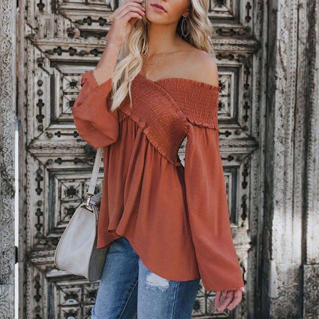 Burq | Dames sexy off-shoulder shirts met onregelmatige zoomblouse