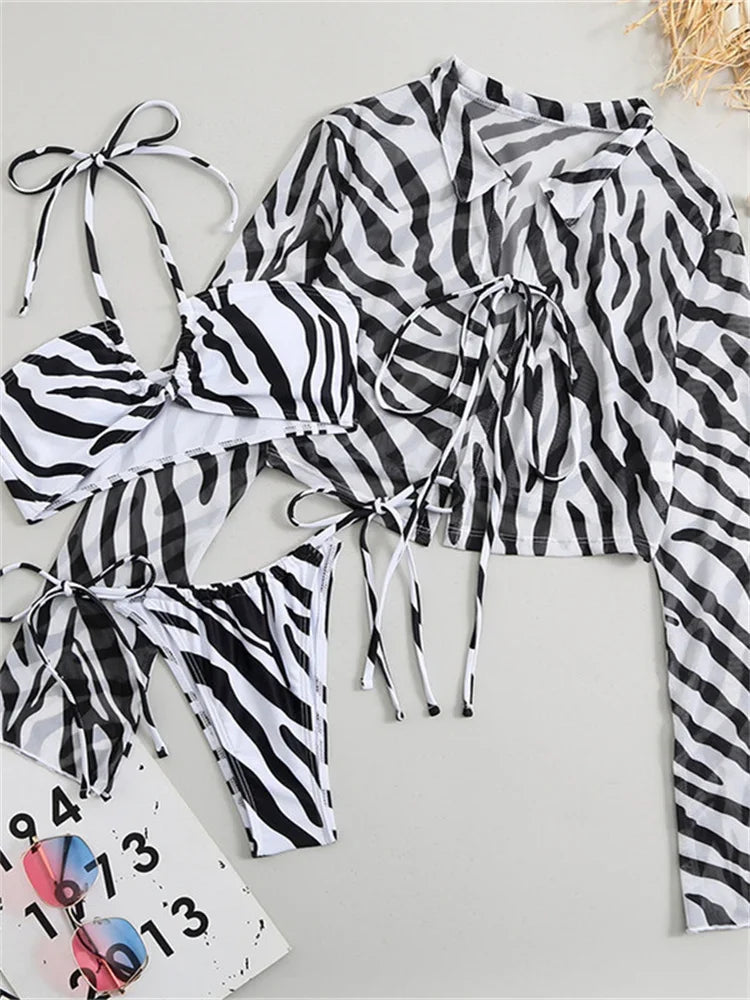 Burq | - Driedelige bikiniset met zebraprint