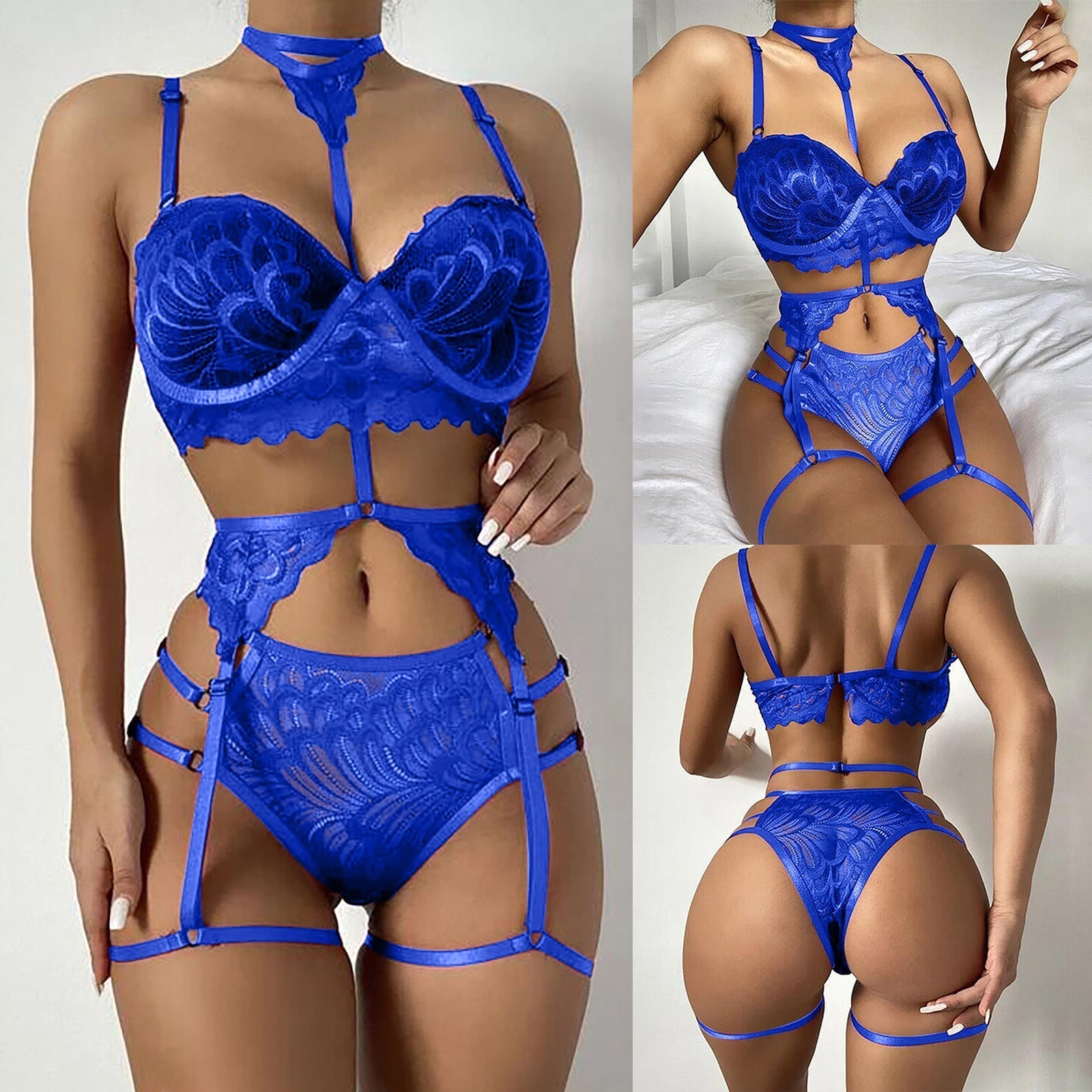 Burq Exclusieve Jarretel Bandjes Pailletten Zilver Zijde Lingerie