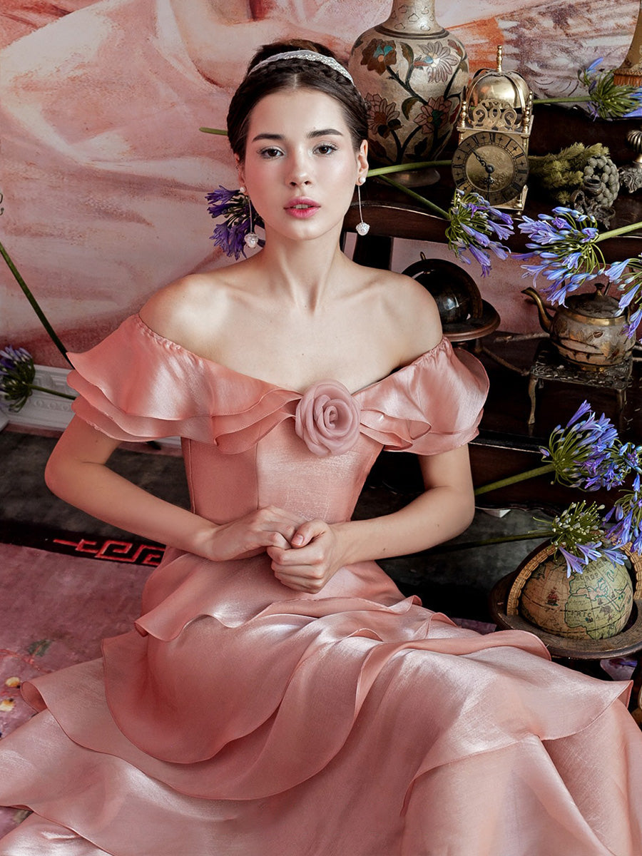 Burq | Hoogwaardige roze one-shoulder jurk Sweet Fairy