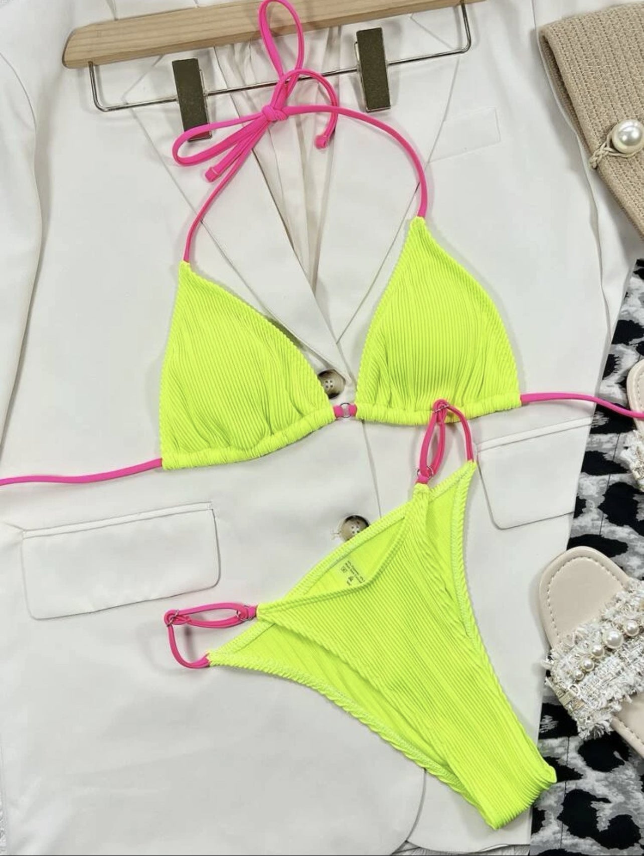 Burq | Klassiek geruit fluwelen bikinibadpak dames