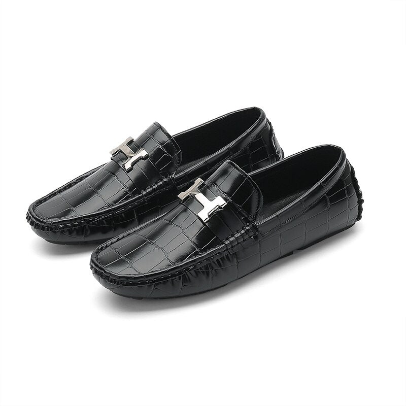 Burq | Leren loafers in krokodillenstijl