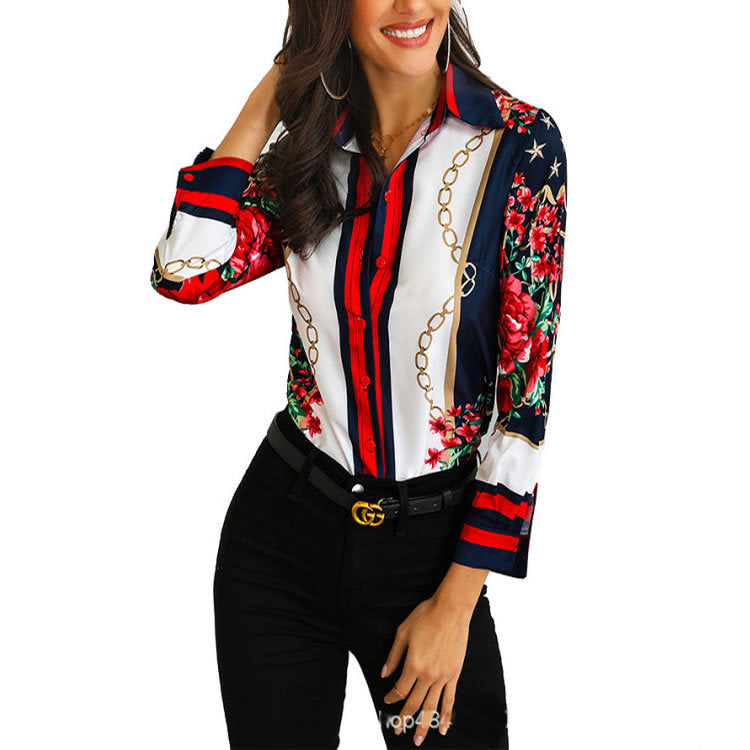 Burq | Moderne dames elegante blouse met bloemenkettingprint