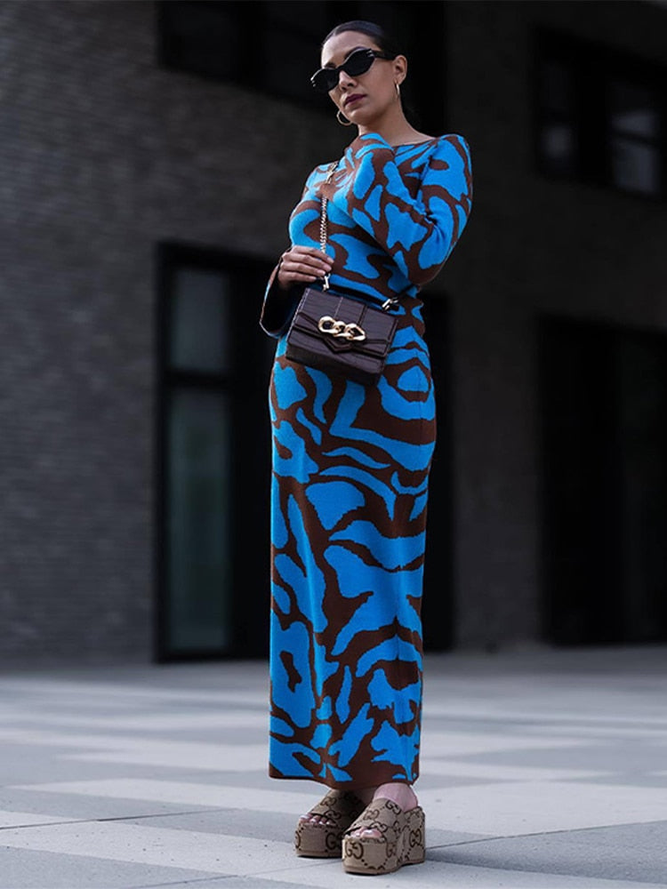 Burq | Moderne elegante gebreide jurk met lange mouwen
