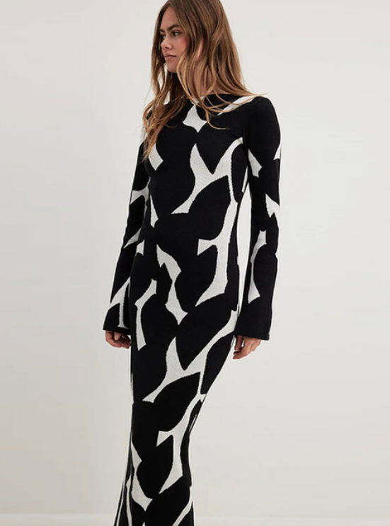 Burq | Moderne elegante gebreide jurk met lange mouwen