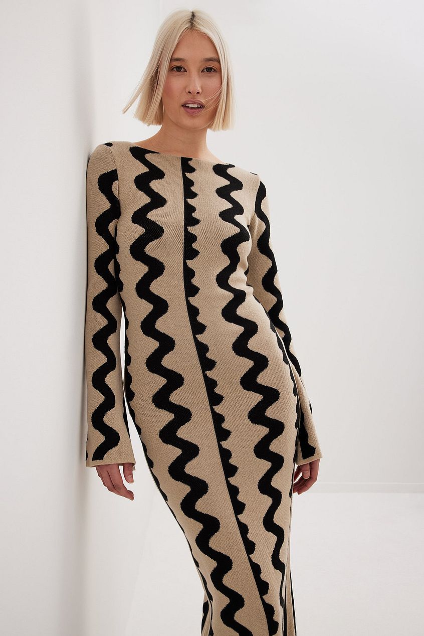 Burq | Moderne elegante gebreide jurk met lange mouwen