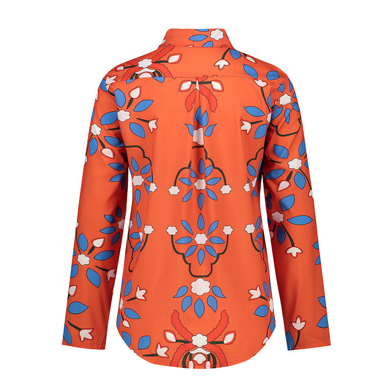 Burq | Modieuze damesblouse met lange mouwen en reverskraag met print