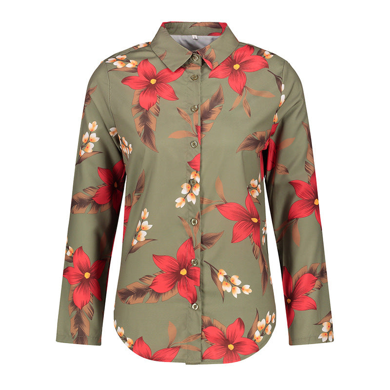 Burq | Modieuze damesblouse met lange mouwen en reverskraag met print