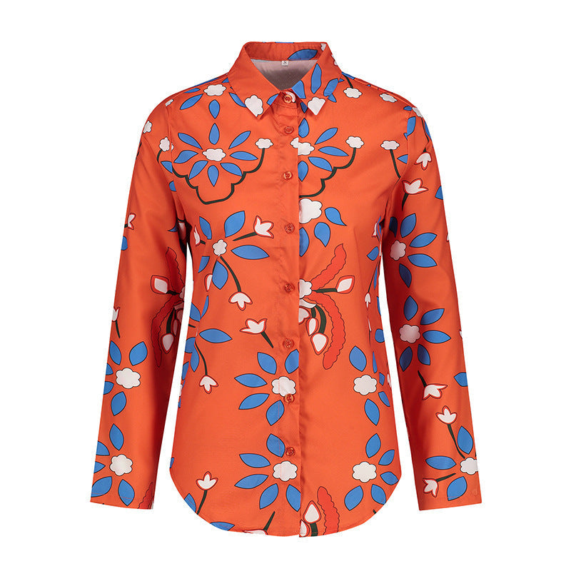 Burq | Modieuze damesblouse met lange mouwen en reverskraag met print