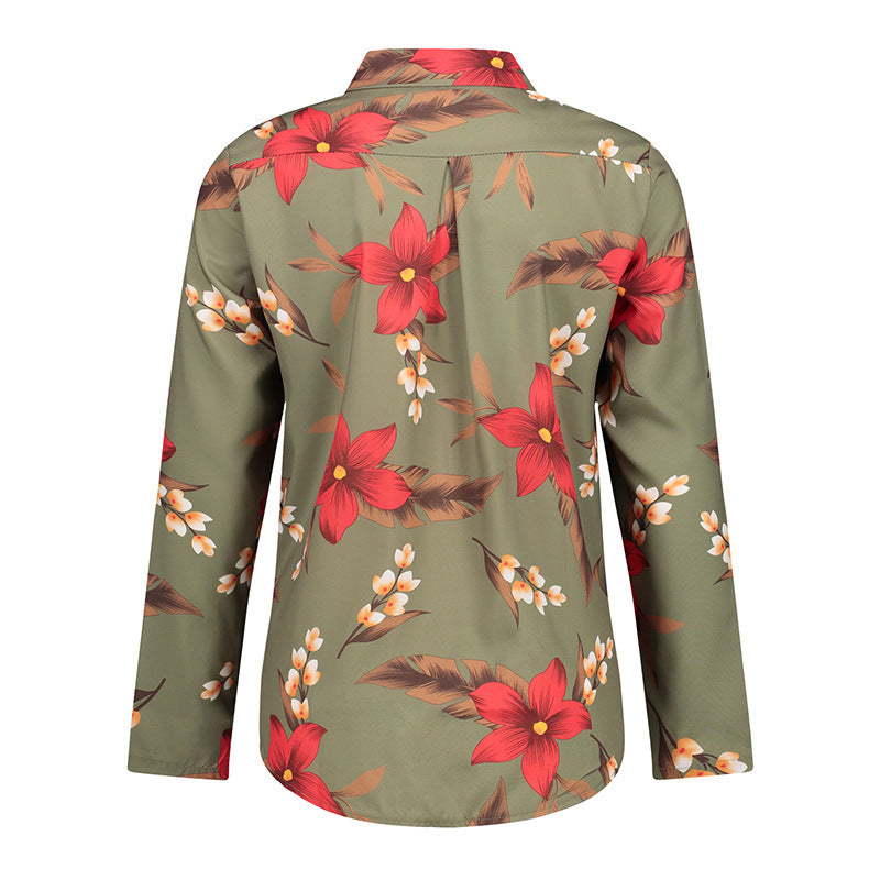 Burq | Modieuze damesblouse met lange mouwen en reverskraag met print
