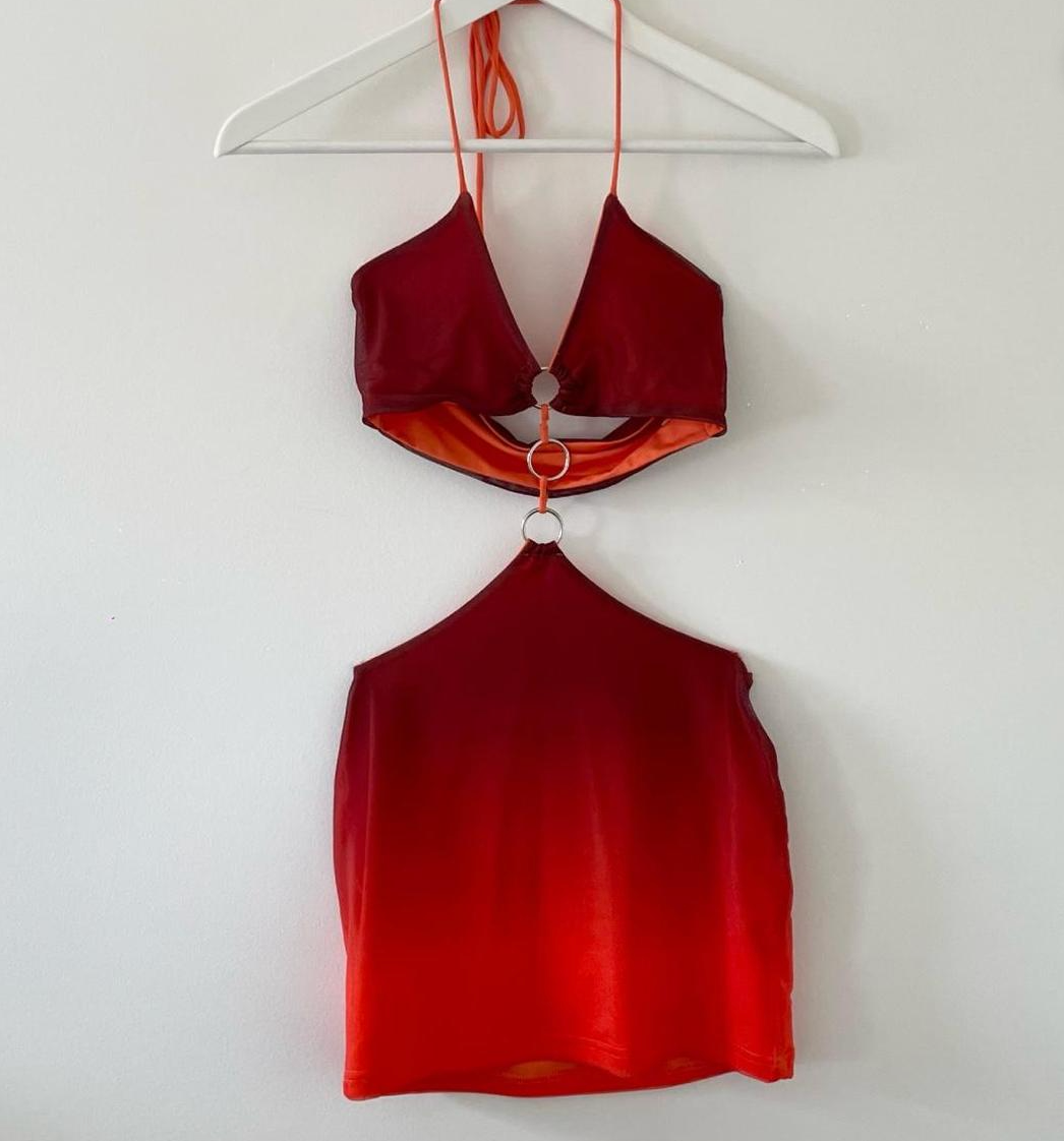 Burq | Ombre bikini met uitsnijdingen en driedelig jurkje