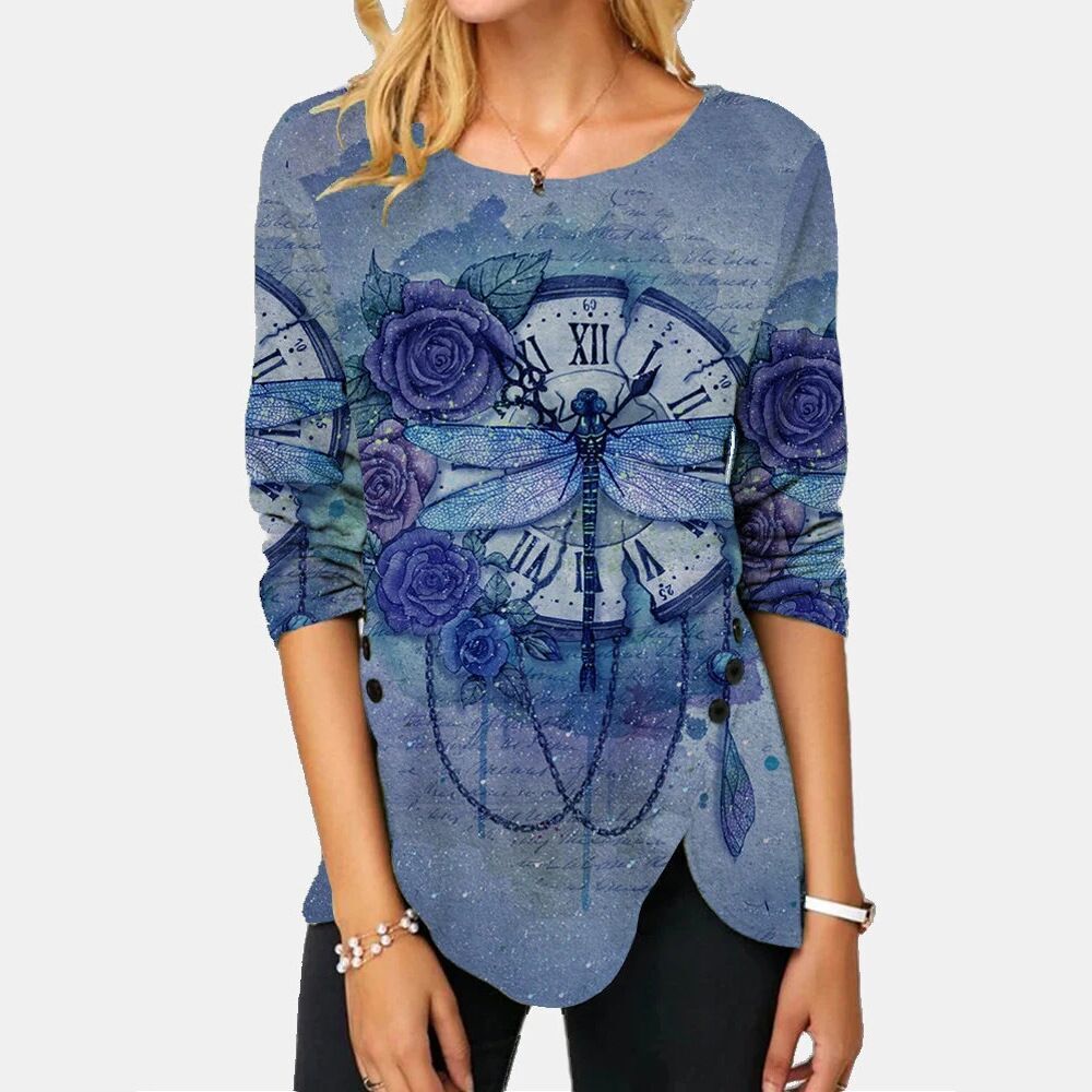 Burq | Onregelmatige slanke slanke damesblouse met ronde hals