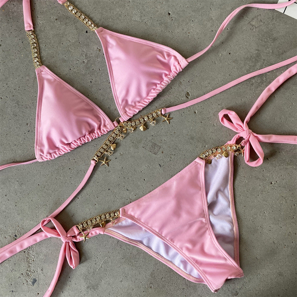 Burq | Slanke bikini bikini met veelkleurige diamanten