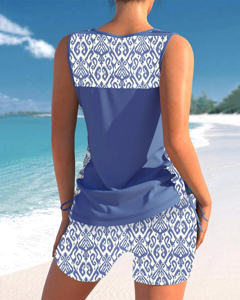 Burq | - Tankini met geometrische print en V-halslijn