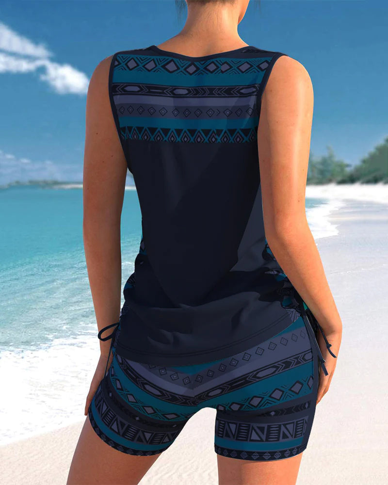 Burq | - Tankini met geometrische print en V-halslijn