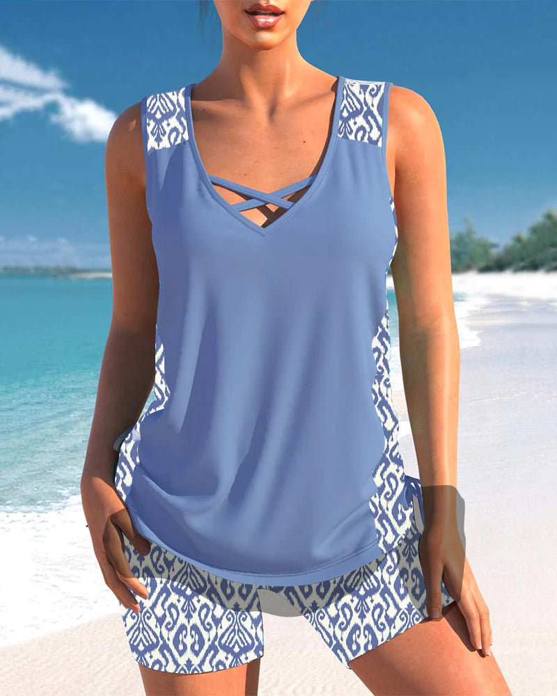 Burq | - Tankini met geometrische print en V-halslijn