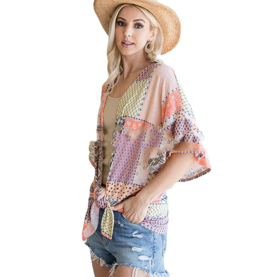 Burq | Trendy nieuwe dames chiffonblouse met geometrische print en colorblock