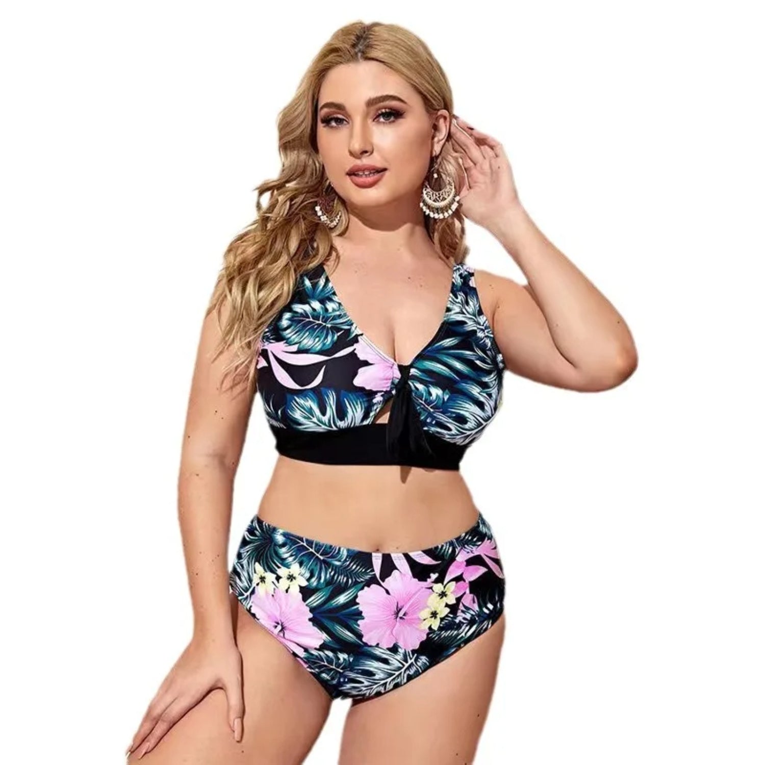 Burq | Tweedelige bikini met vintage bloemenprint in grote maten