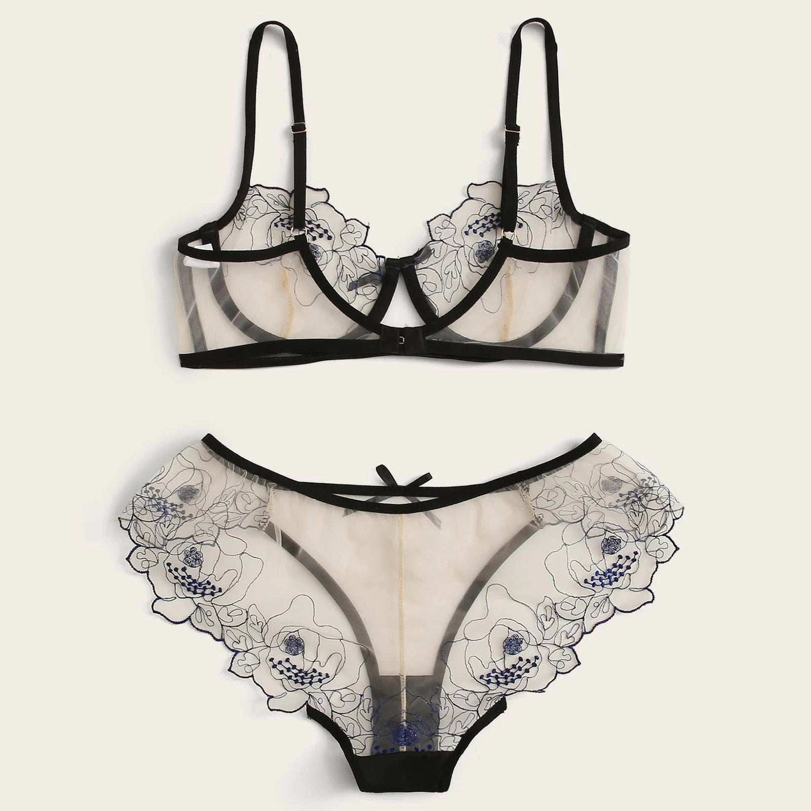 Burq Vrouwenborduursel Sheer Lingerie Set