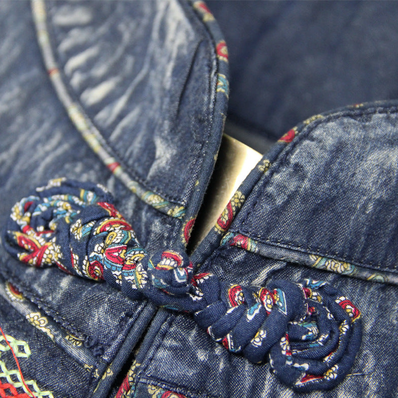 Burq | Weelderige denim jurk met riem