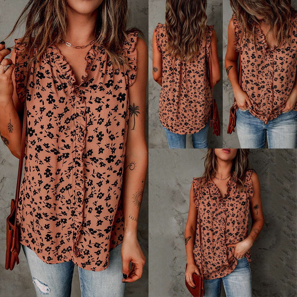 Burq | Zomer nieuwe blouse luipaardprint mouwloos